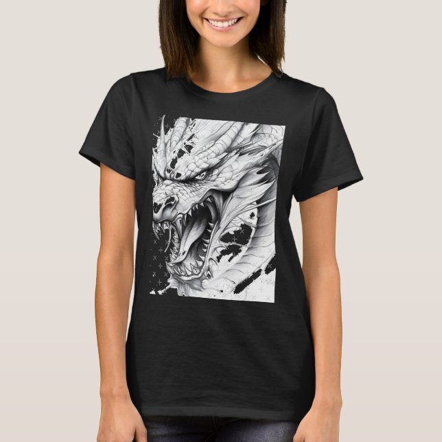 Camiseta Realistic Dragon Drawing Sticker1  (Frente)