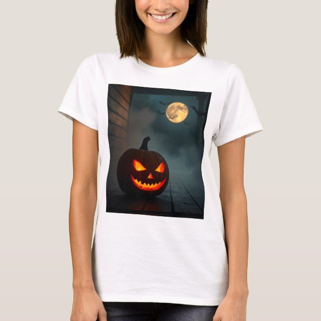 Camiseta Realistic Pumpkin Glow – Scary & Stunning Look (Frente)