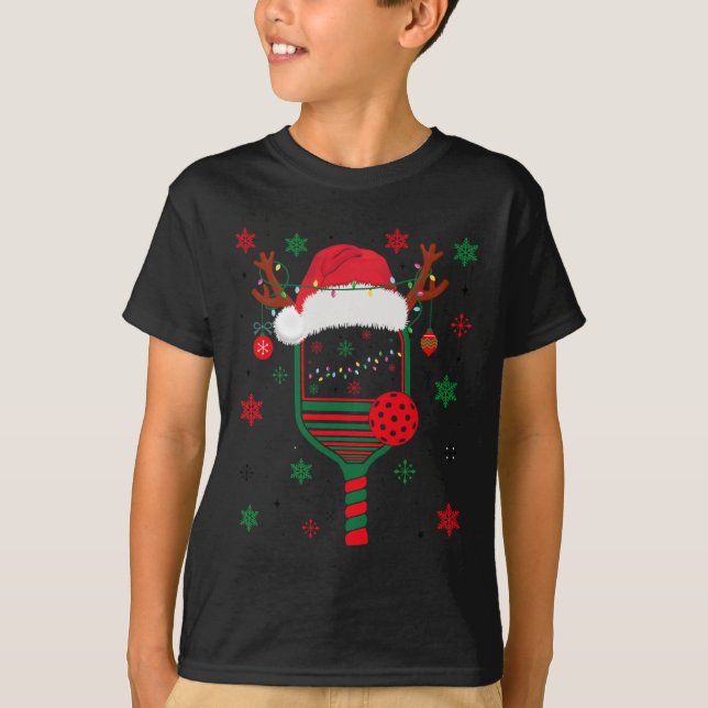 Camiseta Realizador de Natal do Jogador de Pickleball Xmas (Frente)