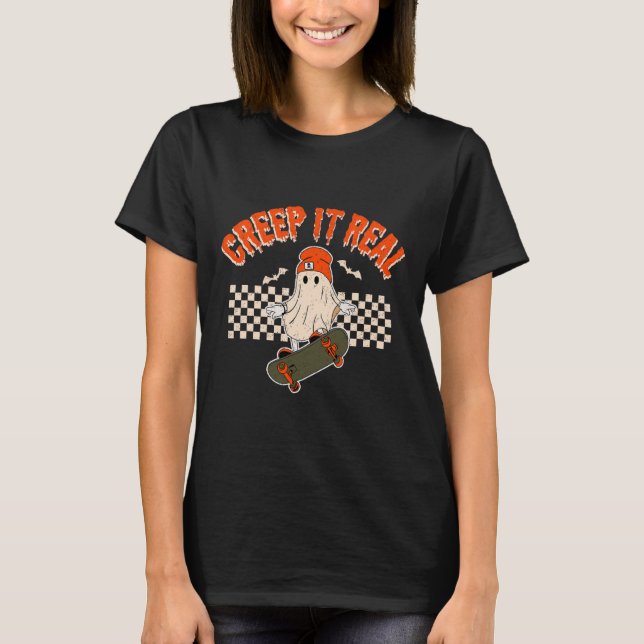 Camiseta Realmente Skateboard Ghost Bats Retro Halloween 2 (Frente)