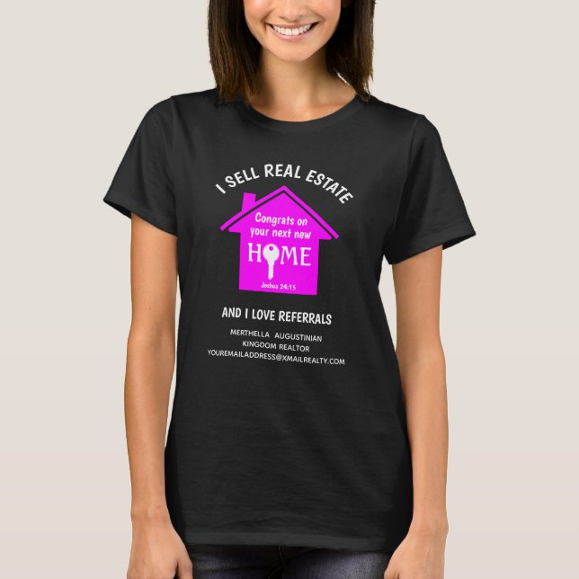 Camiseta Realtor de Referências de Amor Imobiliário de Vend (Frente)