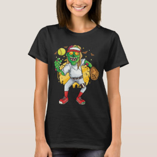 Camiseta Rebatador de Softbol Zumbi no Halloween
