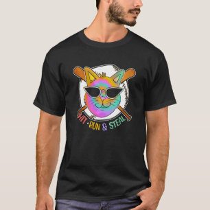 Camiseta Rebatida Corre & Rouba Tacos de Beisebol Gato Bola