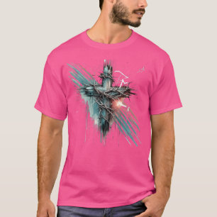 Camiseta Rebel Faith Christian Cross Punk Art Grunge Crown