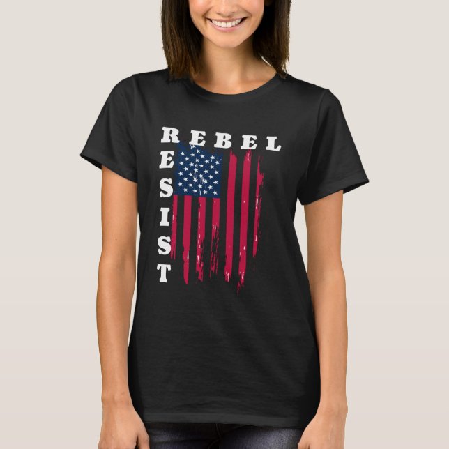 Camiseta Rebel Resist Flag Americano (Frente)