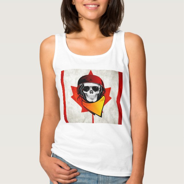 Camiseta Rebel Skull - Bandeira Canadiana Incomodada (Frente)