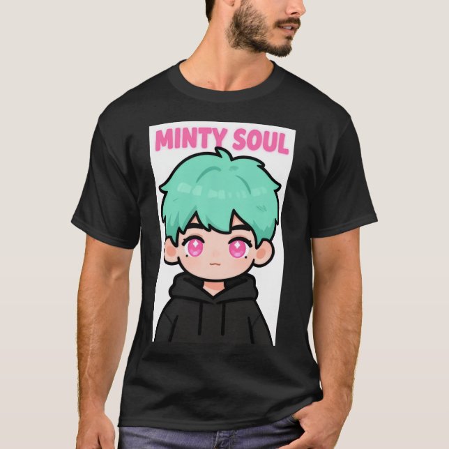 Camiseta Rebelde Chibi de Cor Menta: Roupas de Rua Kawaii d (Frente)