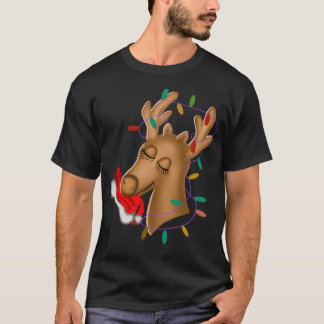 Camiseta Rebelde Com Luzes De Natal E Chapéu De Papai Noel