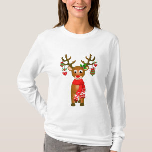 Camiseta Rebelde Cuta Com Enfeites de natal De Longa Folga