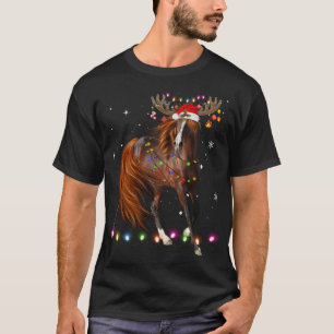 Camiseta Rebelde de Natal Cavalo Luz Engraçada Cavalo Xmas