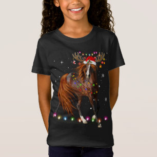 Camiseta Rebelde de Natal Cavalo Luz Engraçada Cavalo Xmas 