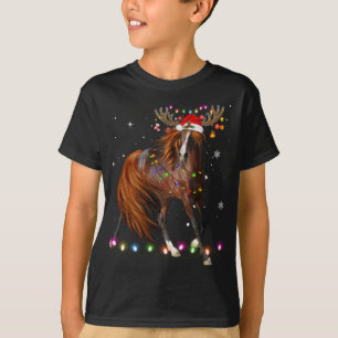 Camiseta Rebelde de Natal Cavalo Luz Engraçada Cavalo Xmas