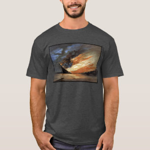 Camiseta Rebelde navio-almirante da Guerra Civil em chamas 