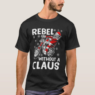 Camiseta Rebelde Sem Claus Xmas Humor Santa Claus Bike