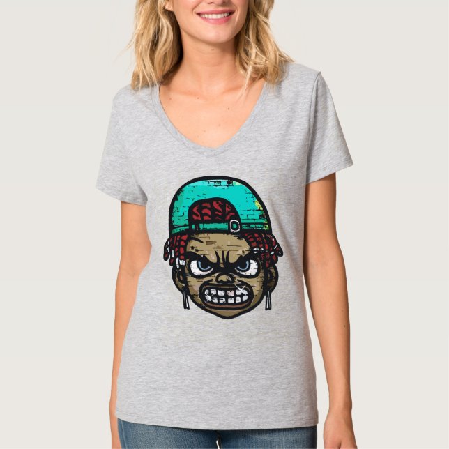 Camiseta Rebelde Urbano: Rosto Estilo Grafite (Frente)