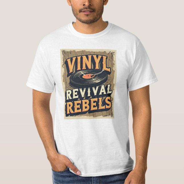 Camiseta Rebeldes de Vinil - T-Shirt do Lover de Música Ret (Frente)