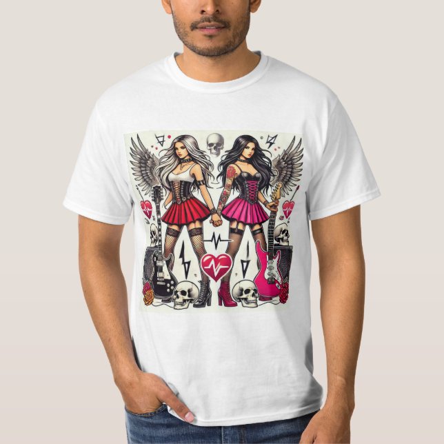 Camiseta Rebeldía y Amistad: Rock & Roll Sisters (Frente)