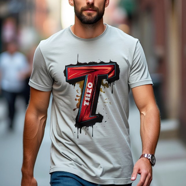 Camiseta Rebelião Urbana: Grafite personalizável "T" Negrit (Criador carregado)