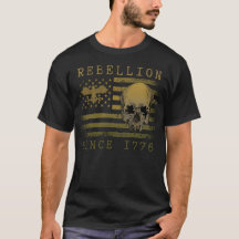 Rebellion 1776 American Flag Skull Design T-Shirt