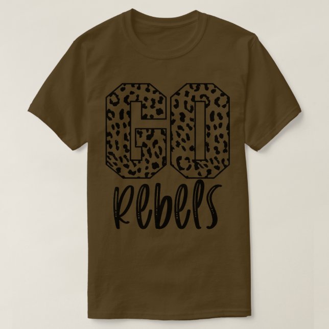 Camiseta Rebels Team Mascot School Spirit Game Night Leopar (Frente do Design)