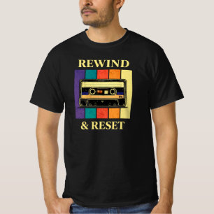 Camiseta Rebobinar & Reiniciar Fita Cassete Inspiradora Men