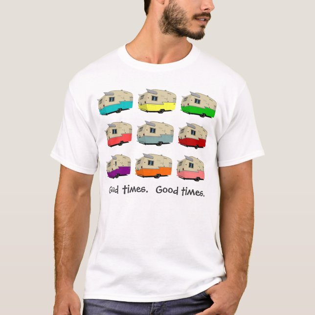 Camiseta Reboques do vintage.  Boas épocas.  Bons tempos (Frente)