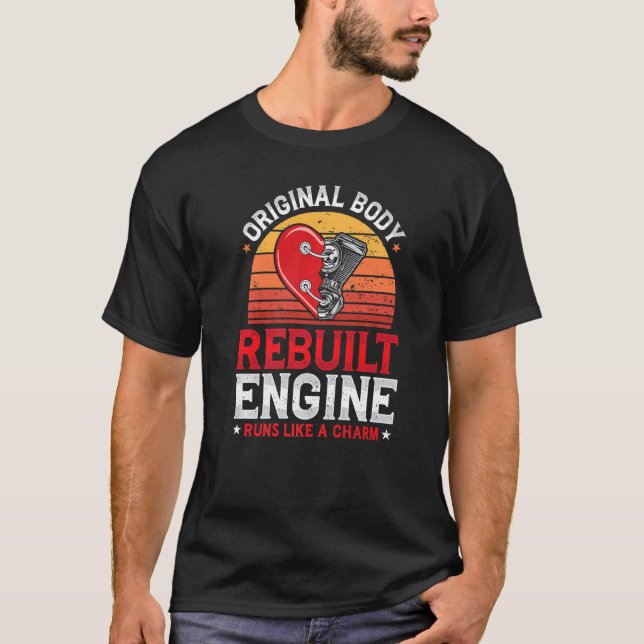 Camiseta Rebuilt Engine Open Heart Surgery Recovery Survivo (Frente)
