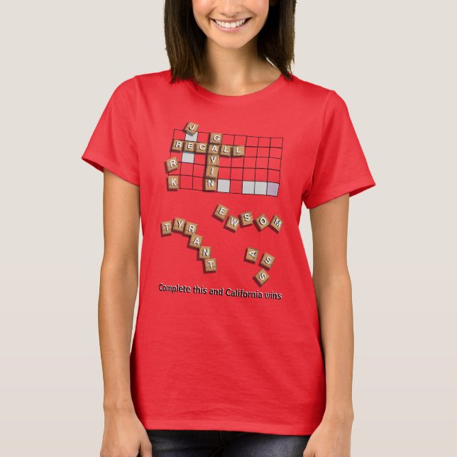 Camiseta Recall Gavin Newsom Scrabble (Frente)