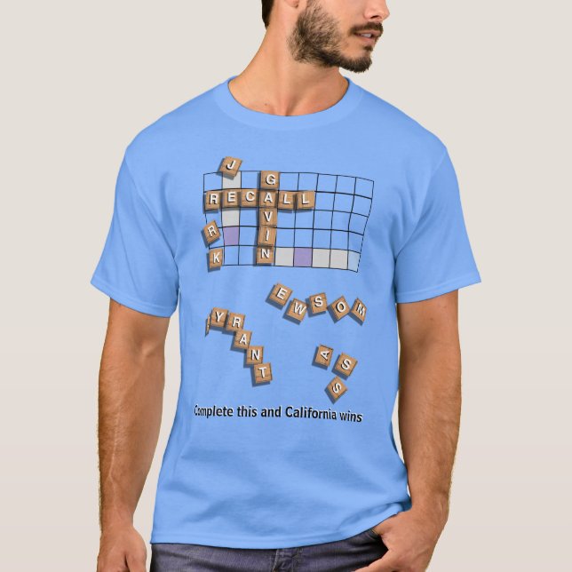 Camiseta Recall Gavin Newsom Scrabble (Frente)