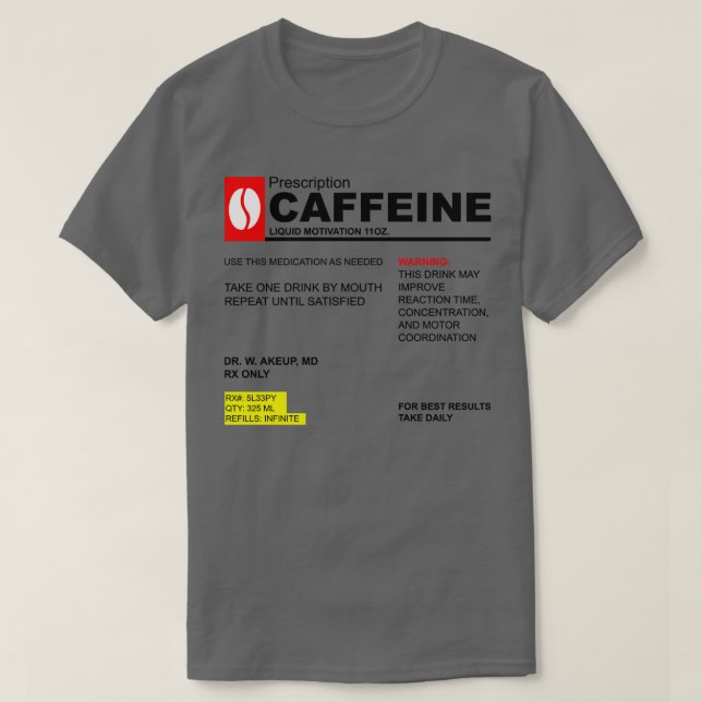 Camiseta Receita da Cafeína (Frente do Design)