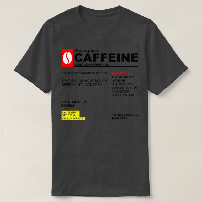 Camiseta Receita da Cafeína (Frente do Design)