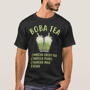 Camiseta Receita de Chá Verde Matcha de Boba Tea para Chá B