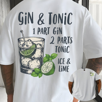 Camiseta Receita de Gin e Tônica Ilustração de Coquetel Vin