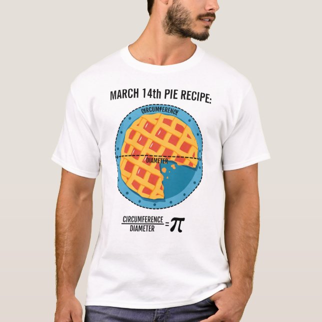 Camiseta Receita De Pizza De 14 Março: Circunferência/Diâme (Frente)