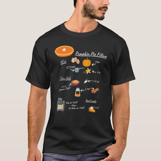 Camiseta Receita de torta de abóbora em um (Frente)