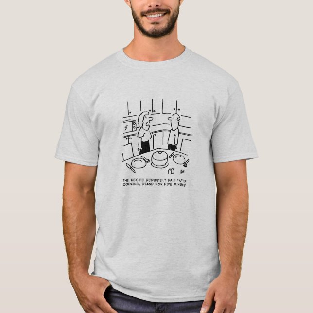 Camiseta Receita Enviada Passe Após Cartoon de Cozinhar (Frente)
