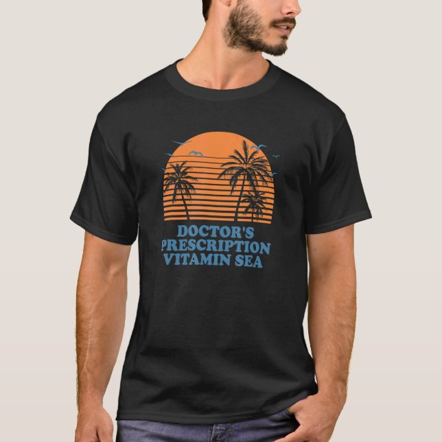 Camiseta Receita Médica Vitamin Sea Beach Humor Oc (Frente)