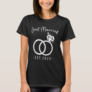 Camiseta Recém-casados 2025 Noiva e Noivo Organizadores de