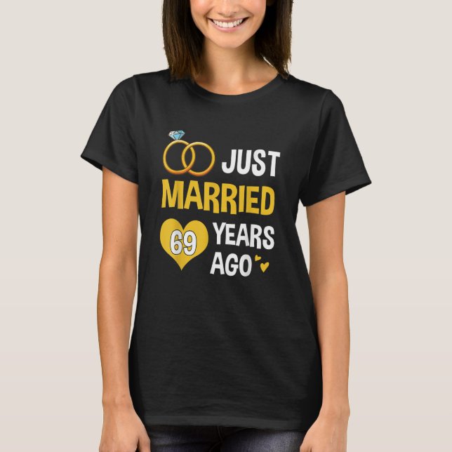Camiseta Recem casados 69 Anos Desde 1954 69ª Casamento Ann (Frente)
