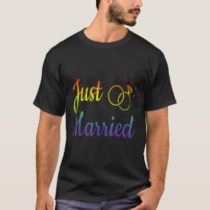 Camiseta Recém-Casados Casamento Gay Para Casais Lésbicas O