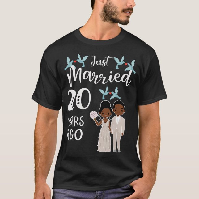 Camiseta Recem casados de 20 de aniversário de 20 anos (Frente)