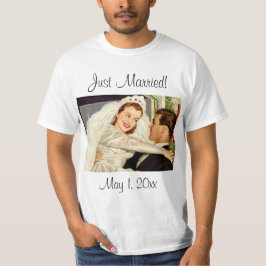 Camiseta Recém-casados de casamento retrô, noiva e noivo fe