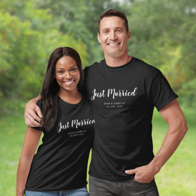 Camiseta Recem casados de Correspondência Personalizado (Personalised Matching Just Married T-Shirt
)