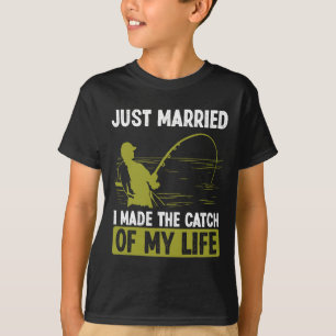 Camiseta Recem casados De Pesca Que Fiz Para Pegar Minha Vi