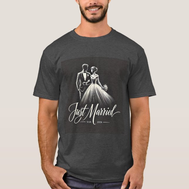 Camiseta Recem casados Desenhada À Mão (Frente)