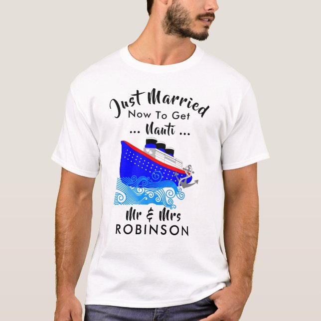 Camiseta Recem casados Funny Cruise Ship Nauti Graphic (Frente)