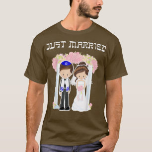 Camiseta Recem casados Judaico de Casamento Chuppah Bride G