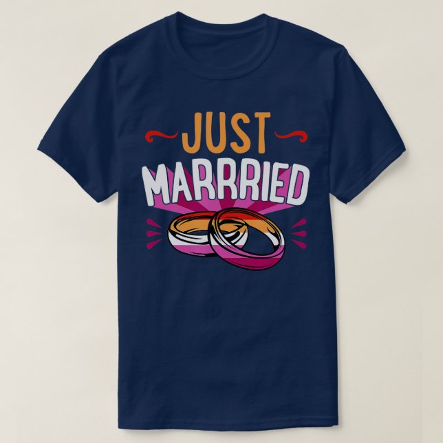 Camiseta Recem casados Lésbica Gay golpe de casamento (Frente do Design)