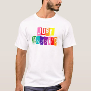 Camiseta Recem casados LGBT LGBTQ Sinalizador arco-íris