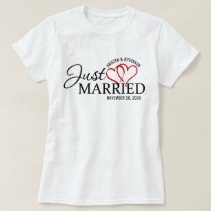 Camiseta Recem casados Red Hearts Honeymoon Wedding